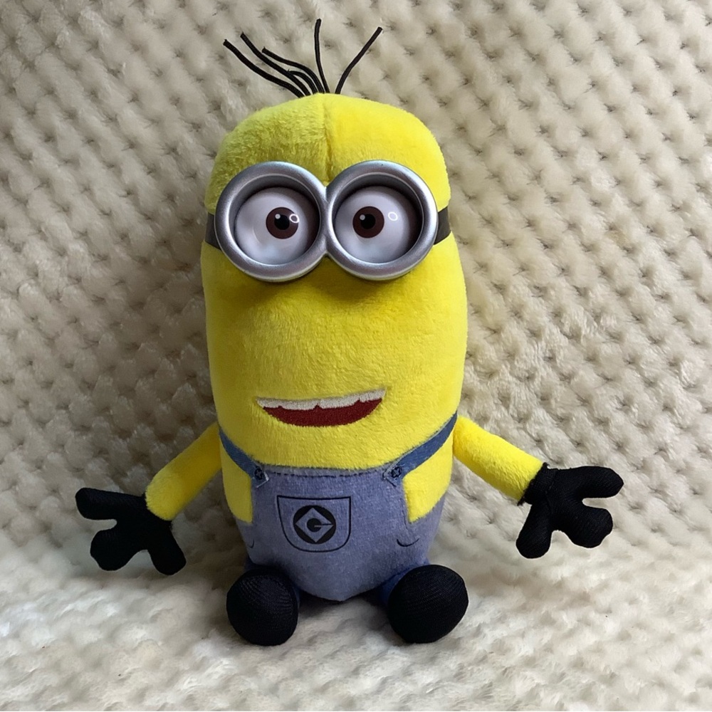 TY Yellow Stuffed Animal Tim Minion with Blue Overalls